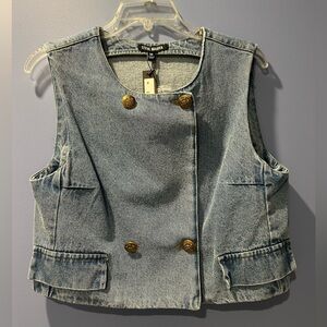 STEVE MADDEN Denim Vest with Gold Accents